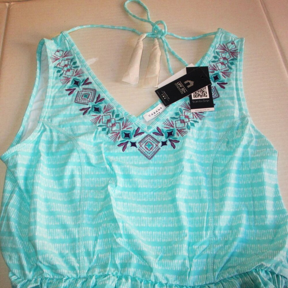 CABANA LIFE Naples Embroidered Tiered Maxi Dress/Cover-up LARGE (10-12) nwt $146 - Picture 4 of 8